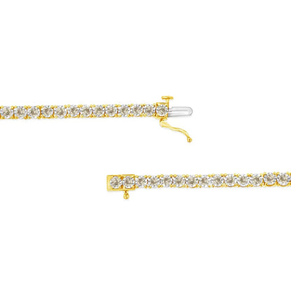 14K Yellow Gold Plated .925 Sterling Silver 3.0 Cttw Miracle-Set Diamond Tennis Bracelet (L-M Color, I2-I3 Clarity) - 7.25" - Bijoux-NYC Direct