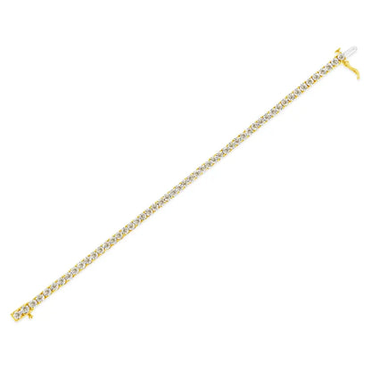 14K Yellow Gold Plated .925 Sterling Silver 3.0 Cttw Miracle-Set Diamond Tennis Bracelet (L-M Color, I2-I3 Clarity) - 7.25" - Bijoux-NYC Direct