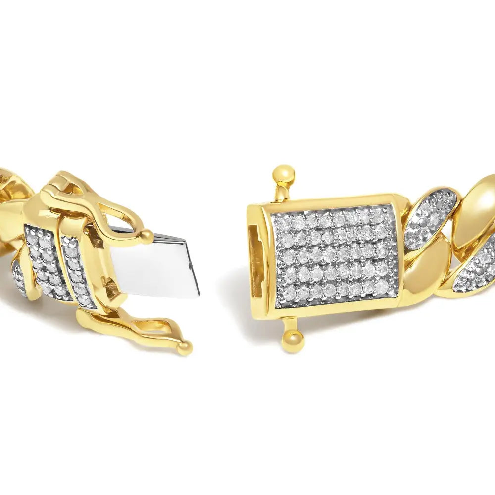 3/8 cttw diamond cuban link bracelet in 14k gold over sterling silver 7.25 bijoux-nyc direct