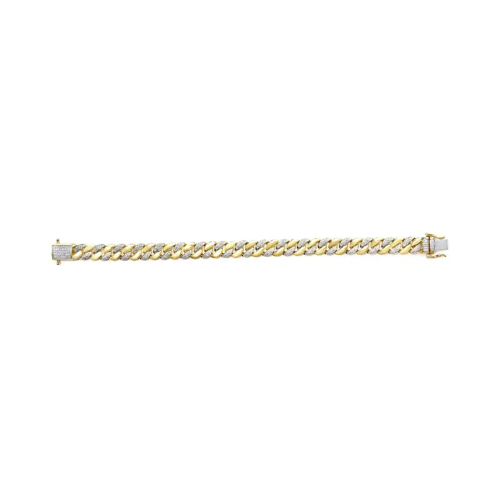3/8 cttw diamond cuban link bracelet in 14k gold over sterling silver 7.25 bijoux-nyc direct