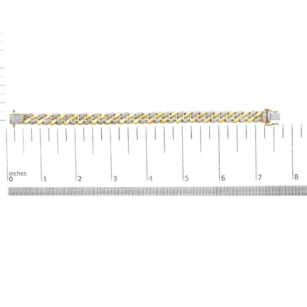 3/8 cttw diamond cuban link bracelet in 14k gold over sterling silver 7.25 bijoux-nyc direct