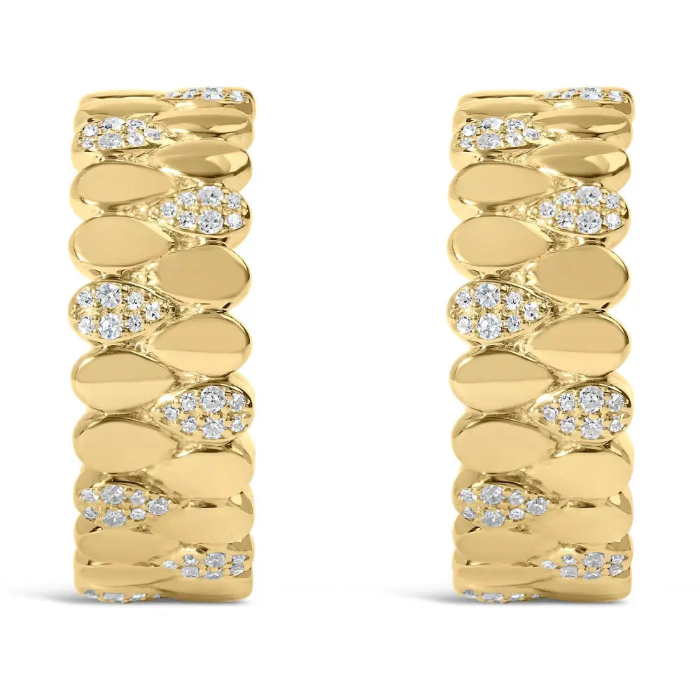 14k gold plated silver 3/8 cttw diamond pear link j hoop earrings bijoux-nyc direct