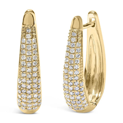 14K Yellow Gold Plated .925 Sterling Silver 3/8 Cttw Pave Set Diamond Hoop Earrings (H-I Color, I1-I2 Clarity) - Bijoux-NYC Direct