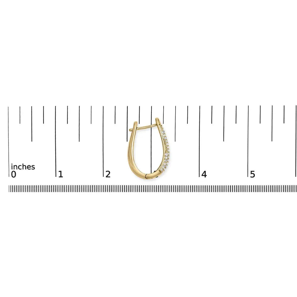 14K Yellow Gold Plated .925 Sterling Silver 3/8 Cttw Pave Set Diamond Hoop Earrings (H-I Color, I1-I2 Clarity) - Bijoux-NYC Direct