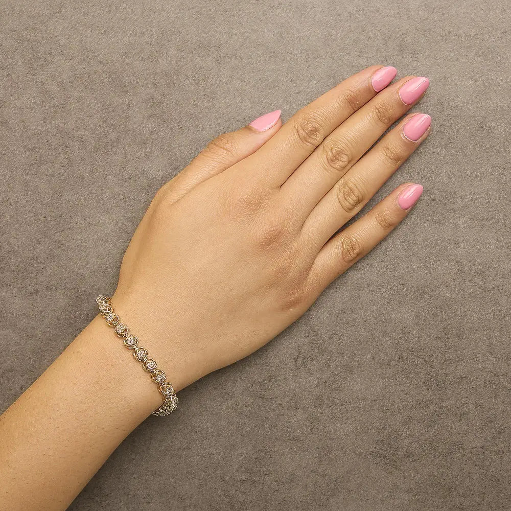 14k gold plated silver 3.90 cttw diamond buttercup tennis bracelet bijoux-nyc direct