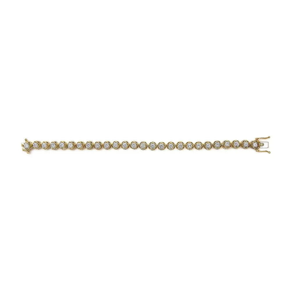 14k gold plated silver 3.90 cttw diamond buttercup tennis bracelet bijoux-nyc direct