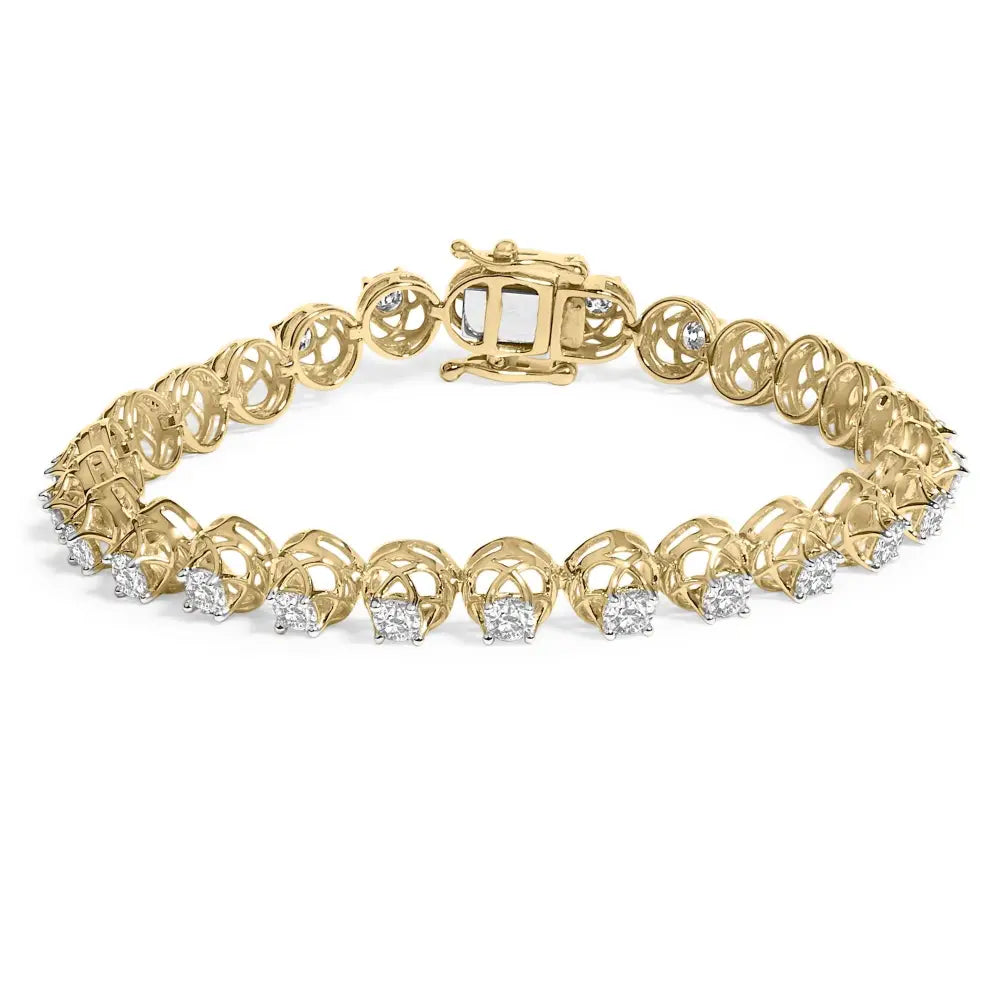14k gold plated silver 3.90 cttw diamond buttercup tennis bracelet bijoux-nyc direct