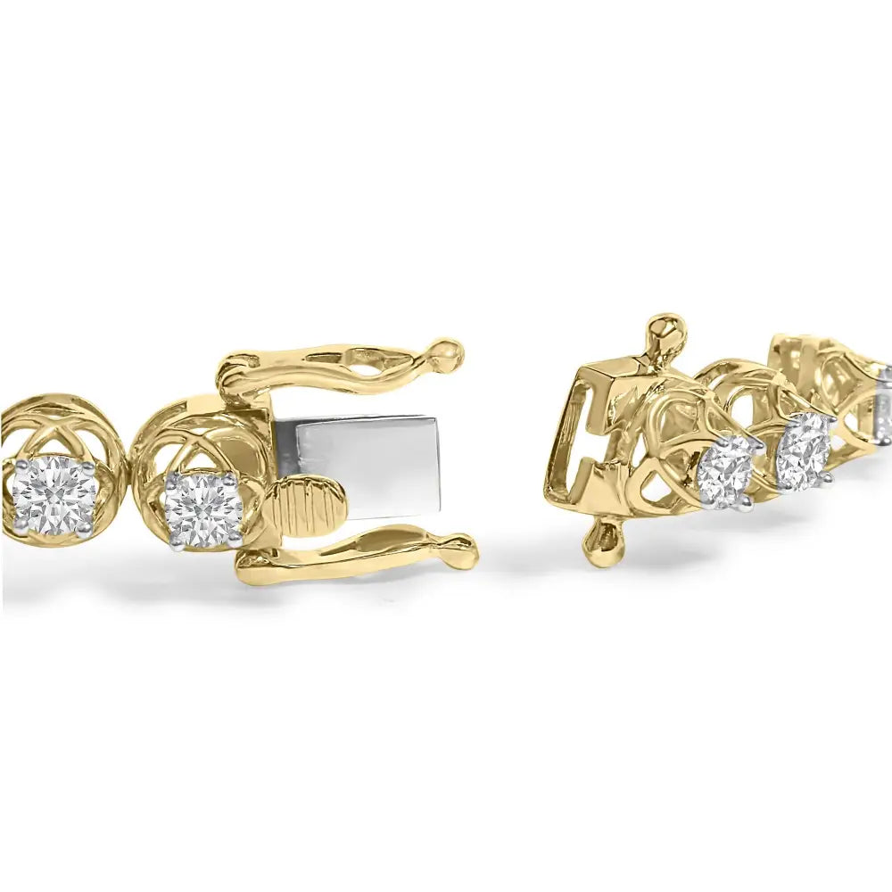 14k gold plated silver 3.90 cttw diamond buttercup tennis bracelet bijoux-nyc direct