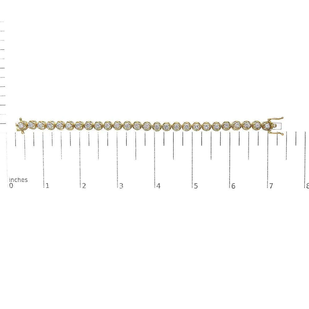 14k gold plated silver 3.90 cttw diamond buttercup tennis bracelet bijoux-nyc direct