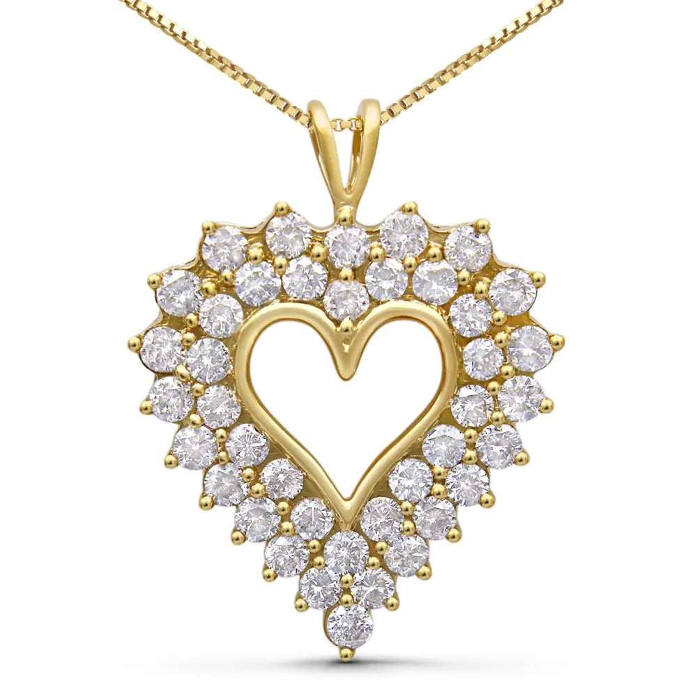 4.0 cttw diamond shadow frame heart pendant in gold plated silver bijoux-nyc direct