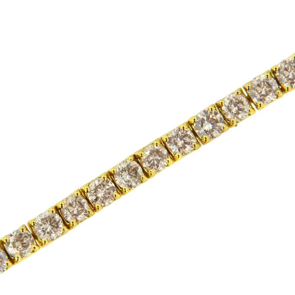 14K Yellow Gold Plated .925 Sterling Silver 4 cttw 4-Prong Set Round-Cut Diamond Classic Tennis Bracelet (K-L Color, I2-I3 Clarity) - Size 7.25" - Bijoux-NYC Direct