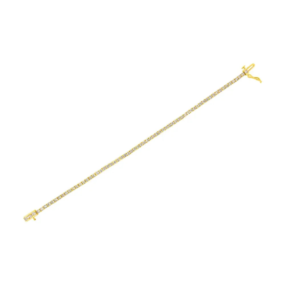 14K Yellow Gold Plated .925 Sterling Silver 4 cttw 4-Prong Set Round-Cut Diamond Classic Tennis Bracelet (K-L Color, I2-I3 Clarity) - Size 7.25" - Bijoux-NYC Direct