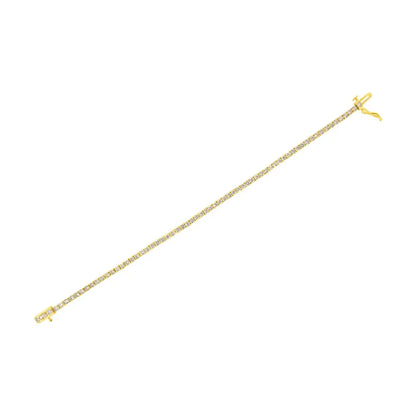 14K Yellow Gold Plated .925 Sterling Silver 4 cttw 4-Prong Set Round-Cut Diamond Classic Tennis Bracelet (K-L Color, I2-I3 Clarity) - Size 7.25" - Bijoux-NYC Direct