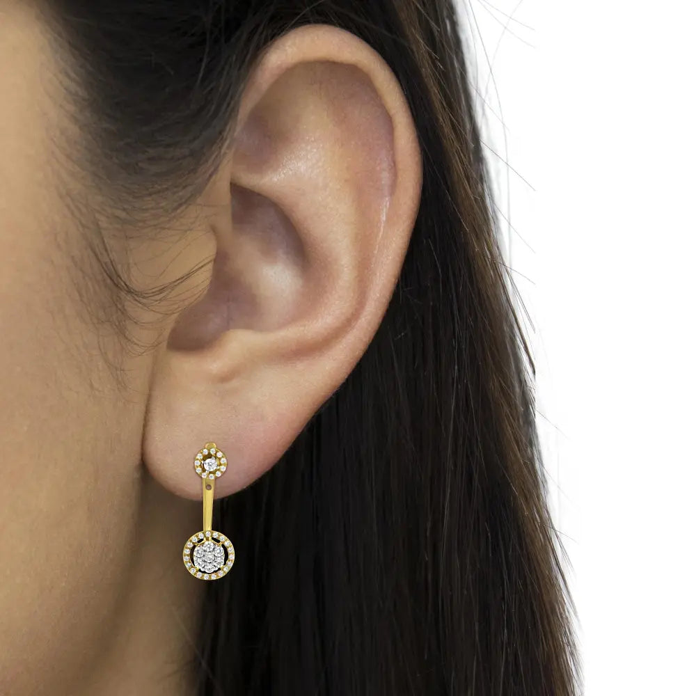 14k gold plated silver 5/8 cttw diamond removable halo stud earrings bijoux-nyc direct