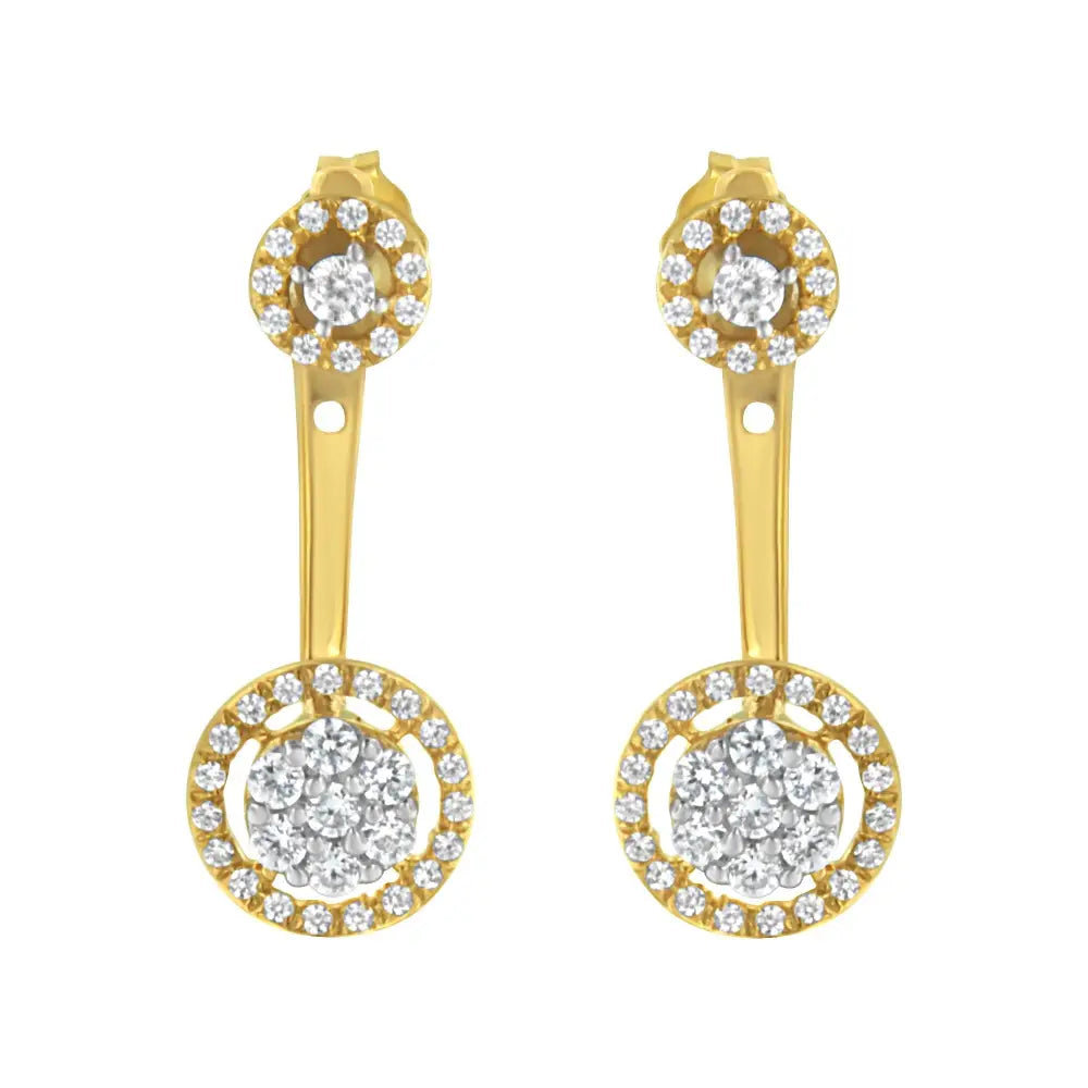 14k gold plated silver 5/8 cttw diamond removable halo stud earrings bijoux-nyc direct
