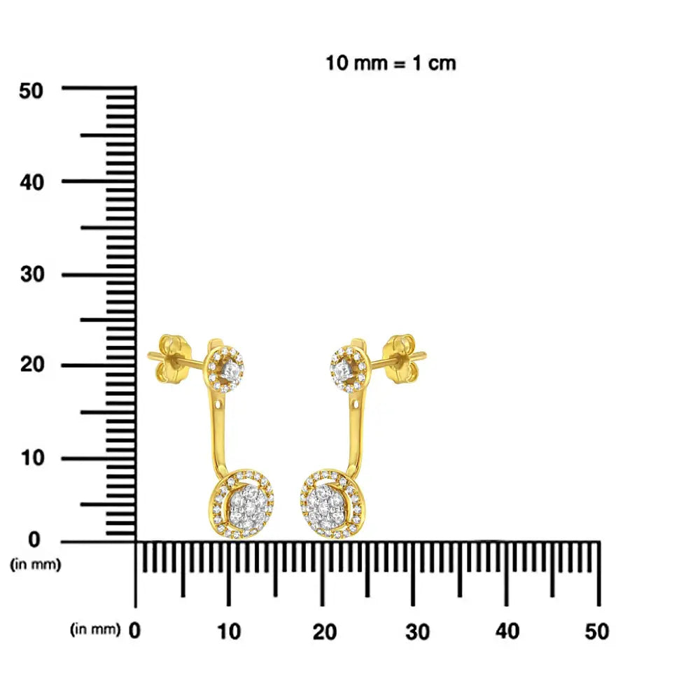 14k gold plated silver 5/8 cttw diamond removable halo stud earrings bijoux-nyc direct