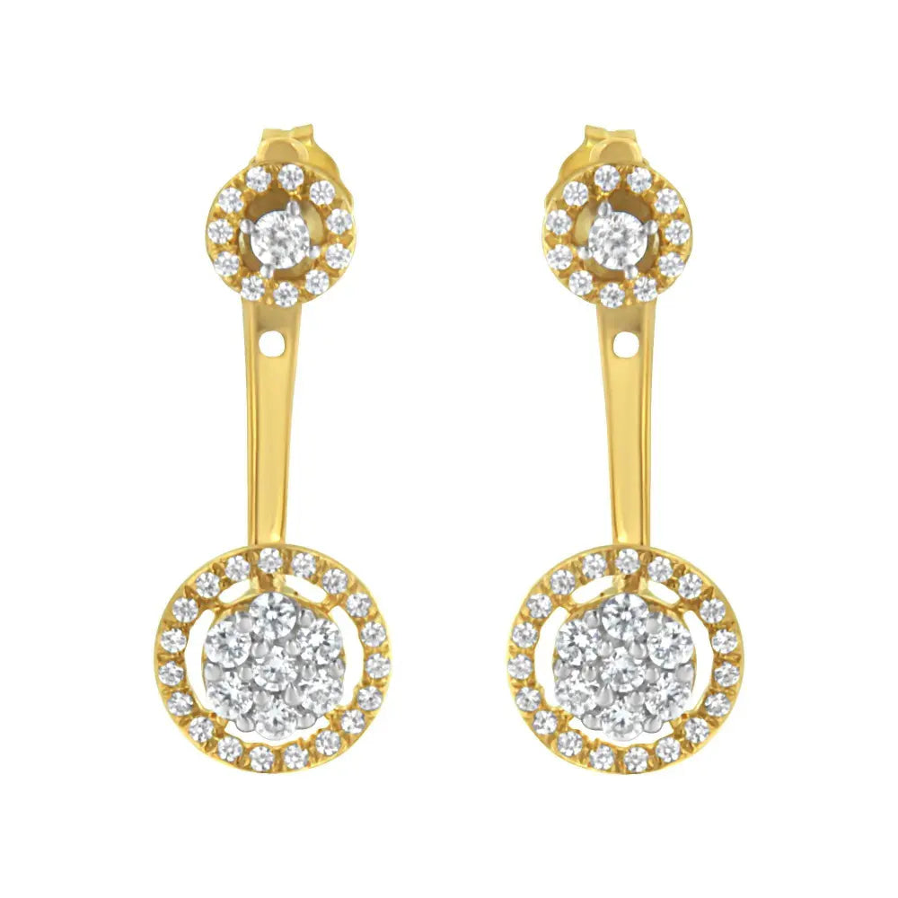 14K Yellow Gold Plated .925 Sterling Silver 5/8 Cttw Diamond Removable Stud and Dangle Earrings (I-J Color, I2-I3) - Bijoux-NYC Direct