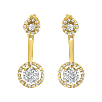 14K Yellow Gold Plated .925 Sterling Silver 5/8 Cttw Diamond Removable Stud and Dangle Earrings (I-J Color, I2-I3) - Bijoux-NYC Direct