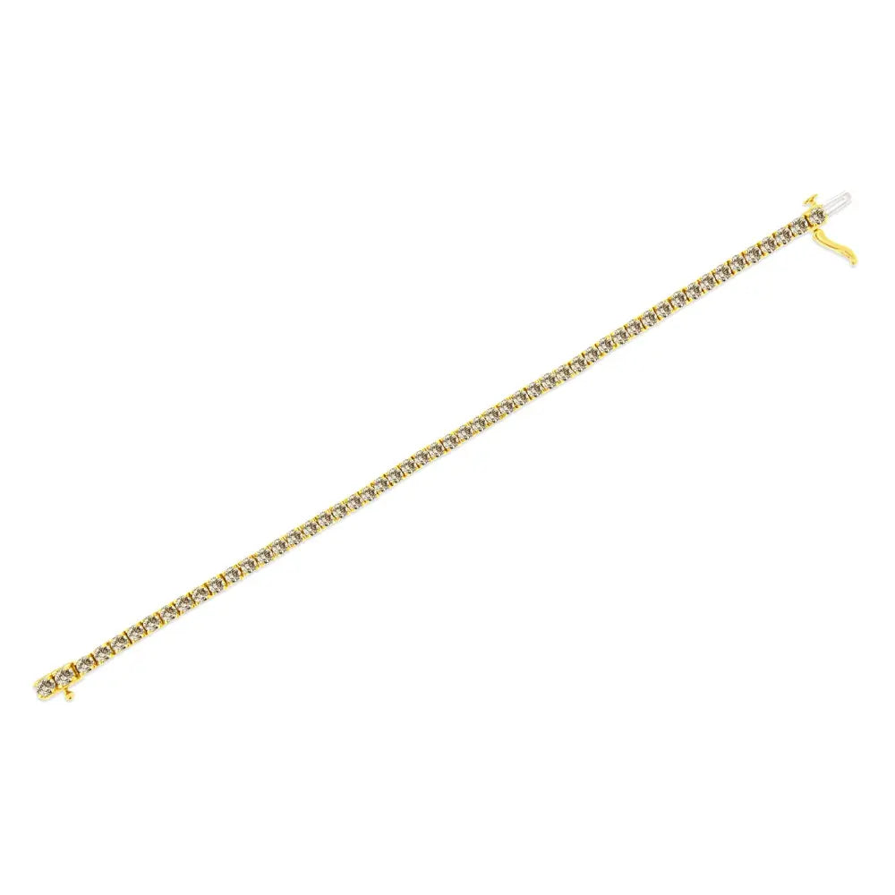 14K Yellow Gold Plated .925 Sterling Silver 8.0 Cttw Diamond Classic Link Tennis Bracelet (K-L Color, I2-I3 Clarity) - 7-1/4" - Bijoux-NYC Direct