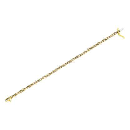 14K Yellow Gold Plated .925 Sterling Silver 8.0 Cttw Diamond Classic Link Tennis Bracelet (K-L Color, I2-I3 Clarity) - 7-1/4" - Bijoux-NYC Direct