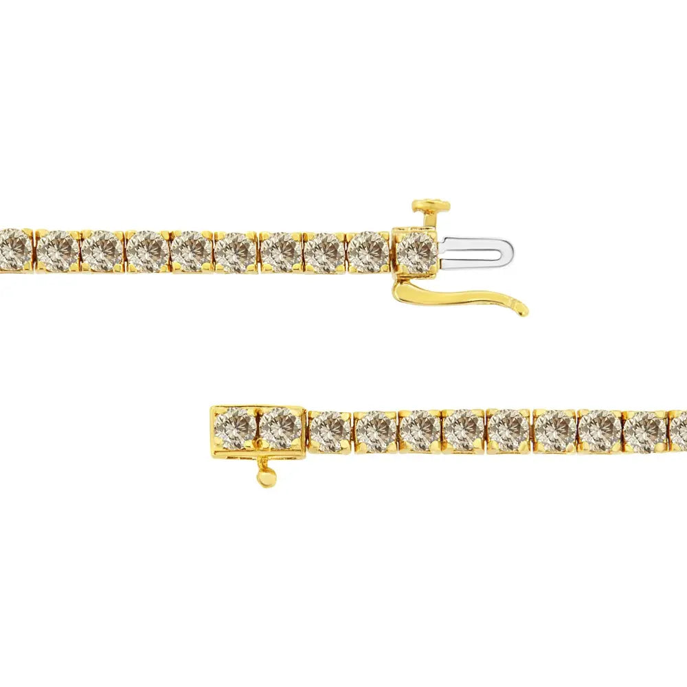 14K Yellow Gold Plated .925 Sterling Silver 8.0 Cttw Diamond Classic Link Tennis Bracelet (K-L Color, I2-I3 Clarity) - 7-1/4" - Bijoux-NYC Direct