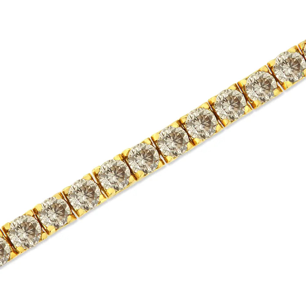 14K Yellow Gold Plated .925 Sterling Silver 8.0 Cttw Diamond Classic Link Tennis Bracelet (K-L Color, I2-I3 Clarity) - 7-1/4" - Bijoux-NYC Direct