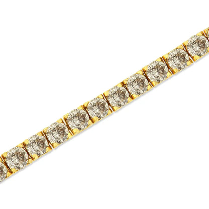 14K Yellow Gold Plated .925 Sterling Silver 8.0 Cttw Diamond Classic Link Tennis Bracelet (K-L Color, I2-I3 Clarity) - 7-1/4" - Bijoux-NYC Direct