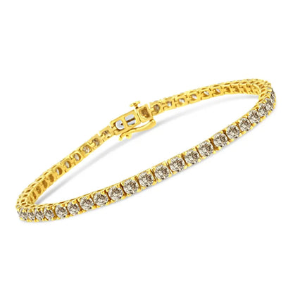 14K Yellow Gold Plated .925 Sterling Silver 8.0 Cttw Diamond Classic Link Tennis Bracelet (K-L Color, I2-I3 Clarity) - 7-1/4" - Bijoux-NYC Direct