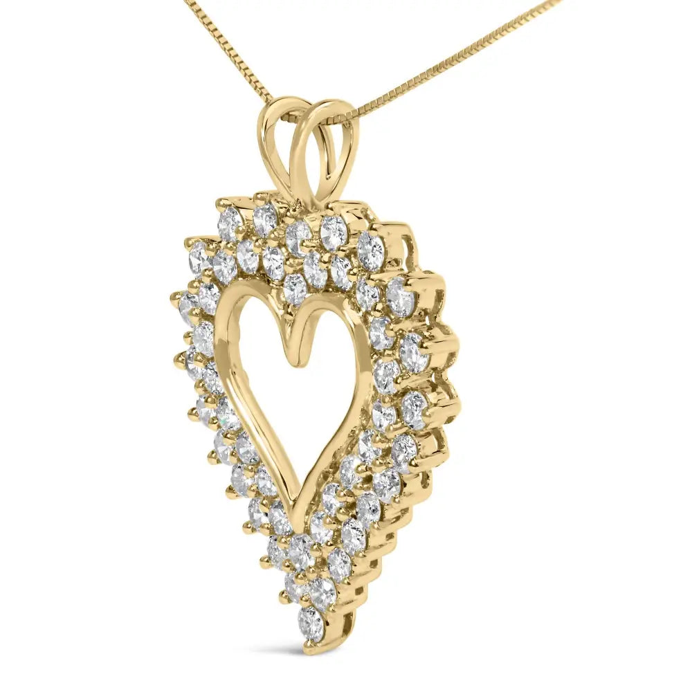 Diamond open heart pendant in 14k gold plated silver with 18 inch chain bijoux-nyc direct