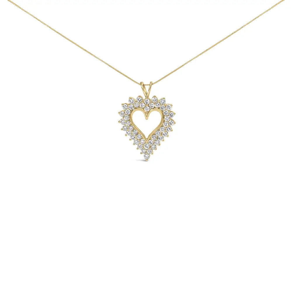 Diamond open heart pendant in 14k gold plated silver with 18 inch chain bijoux-nyc direct