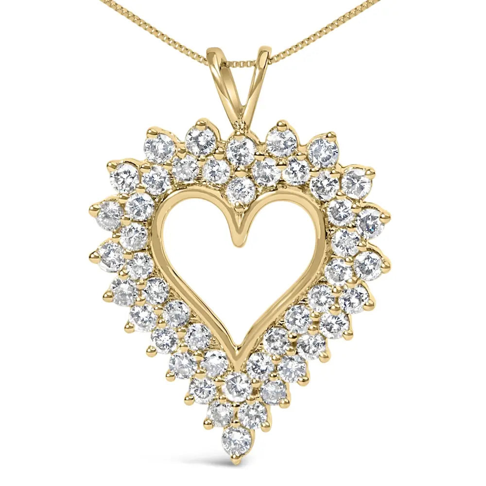 Diamond open heart pendant in 14k gold plated silver with 18 inch chain bijoux-nyc direct