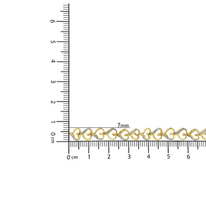 14K Yellow Gold Plated .925 Sterling Silver Diamond Accent Heart Link Bolo Bracelet (H-I Color, I2-I3 Clarity) - Bijoux-NYC Direct