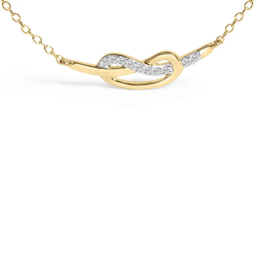 14k yellow gold plated.925 sterling silver diamond accent infinity ribbon pendant necklace (i j color i1 i2 clarity) ’18 inch