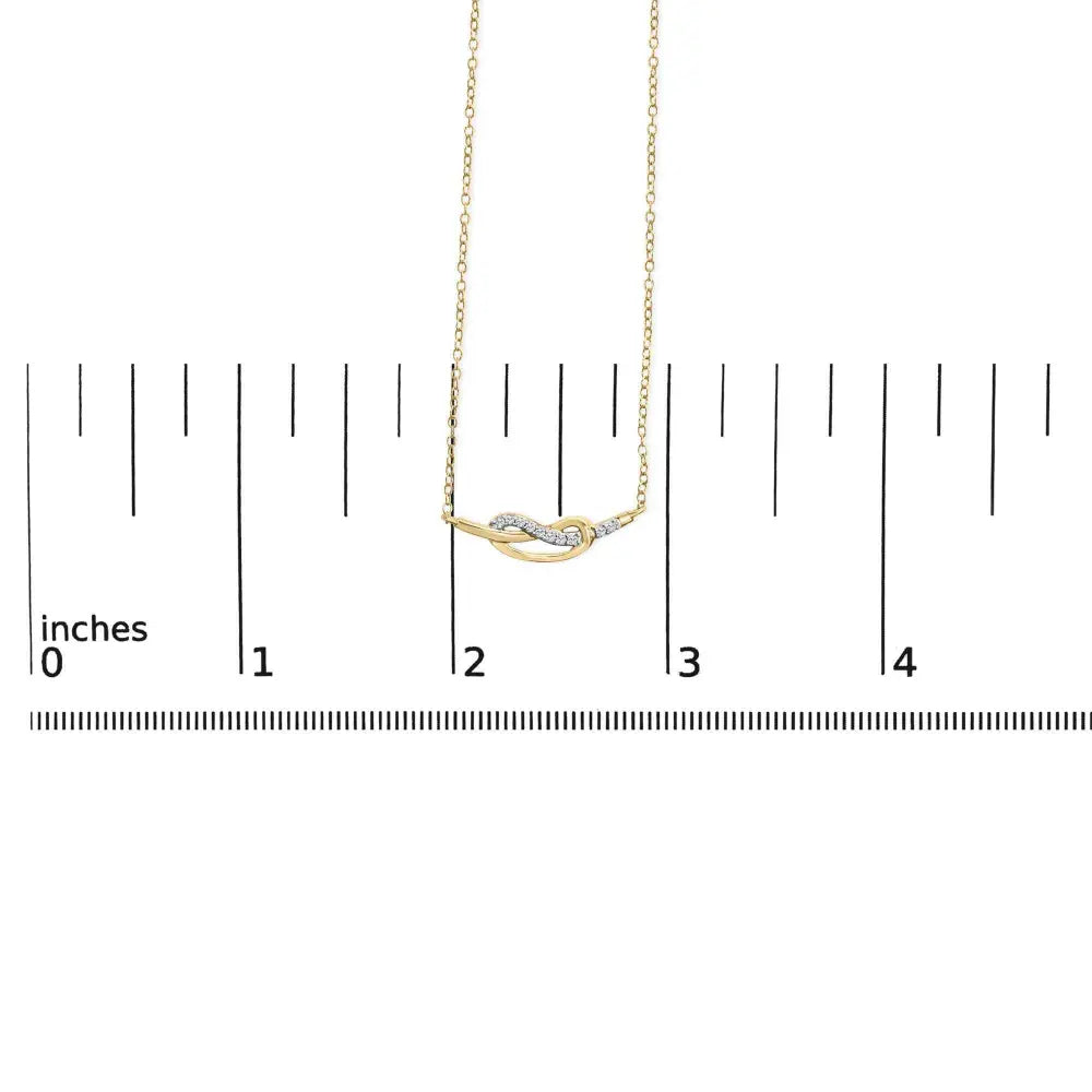 14k yellow gold plated.925 sterling silver diamond accent infinity ribbon pendant necklace (i j color i1 i2 clarity) ’18 inch