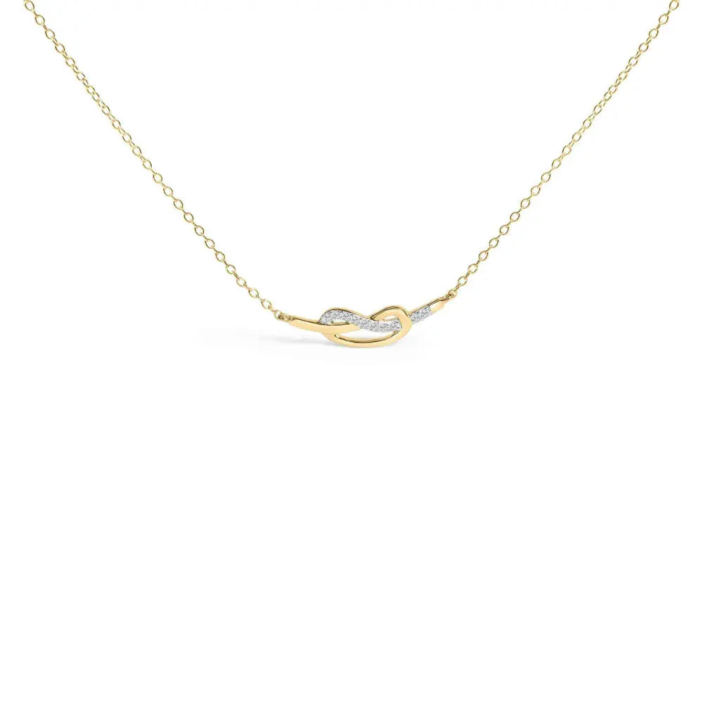 14k yellow gold plated.925 sterling silver diamond accent infinity ribbon pendant necklace (i j color i1 i2 clarity) ’18 inch
