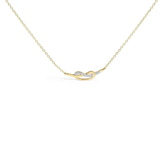14k yellow gold plated.925 sterling silver diamond accent infinity ribbon pendant necklace (i j color i1 i2 clarity) ’18 inch