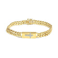 Diamond cross cuban link bracelet in 14k gold plated silver 7.25 inch bijoux-nyc direct
