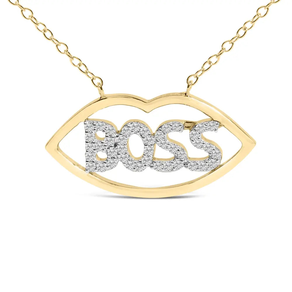 14k yellow gold plated silver 1/4 cttw diamond ’boss’ pendant necklace 18 inch necklaces/non pendant/statement handcrafted