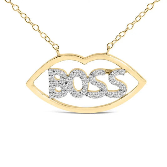 14k yellow gold plated silver 1/4 cttw diamond ’boss’ pendant necklace 18 inch necklaces/non pendant/statement handcrafted