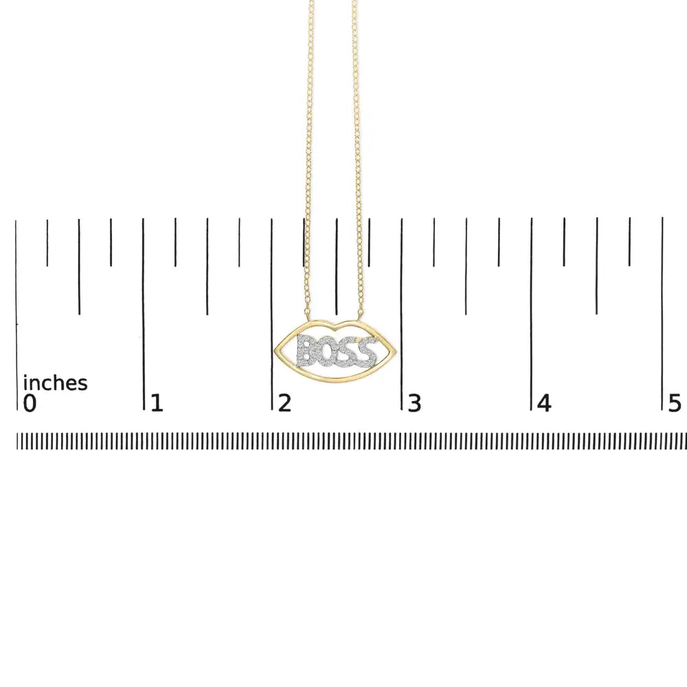1/4 cttw diamond boss lips pendant necklace in 14k gold plated silver bijoux-nyc direct