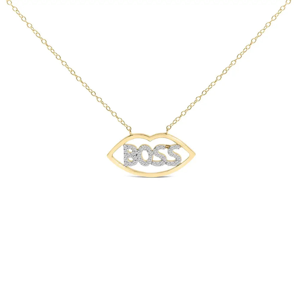 1/4 cttw diamond boss lips pendant necklace in 14k gold plated silver bijoux-nyc direct