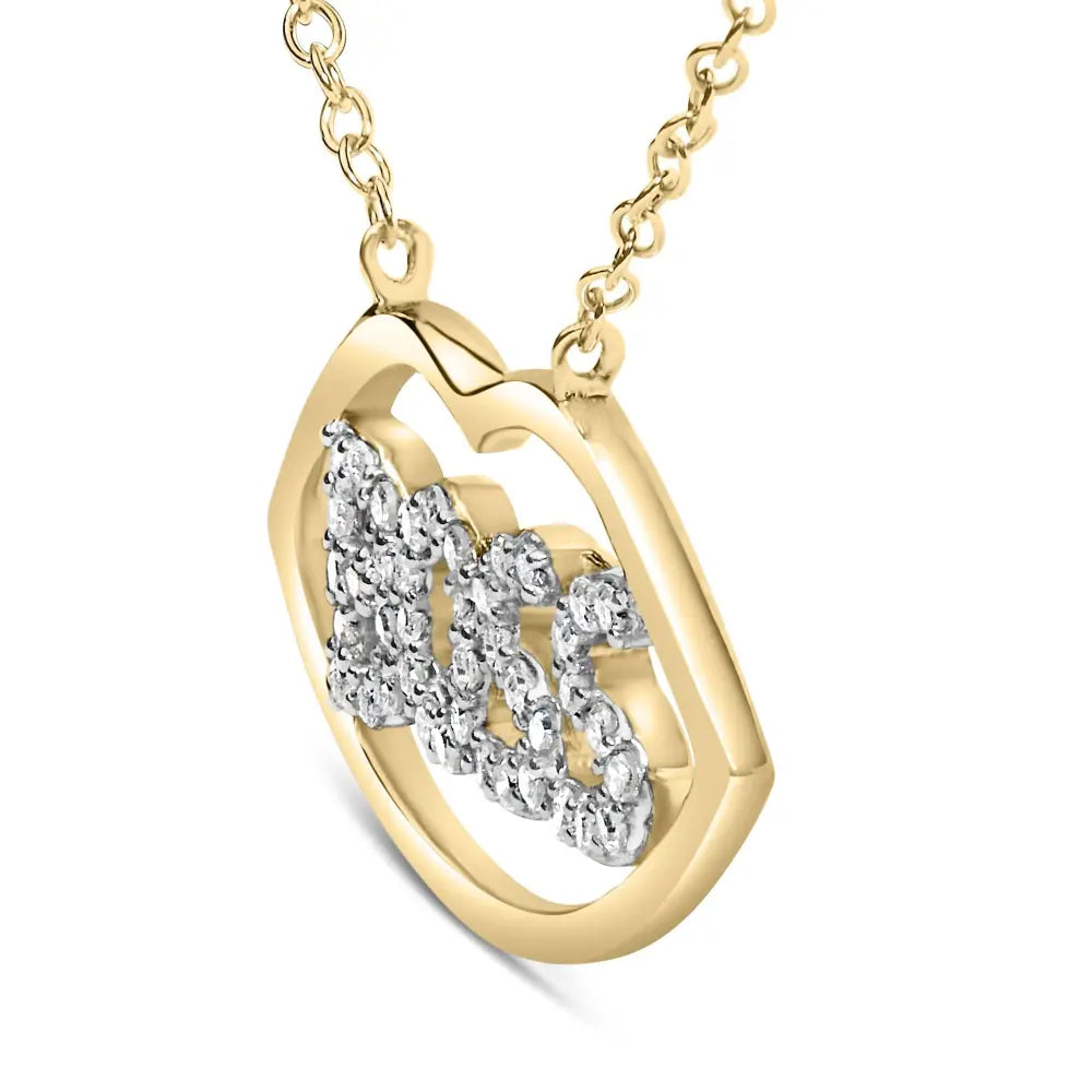 14k yellow gold plated silver 1/4 cttw diamond ’boss’ pendant necklace 18 inch necklaces/non pendant/statement handcrafted
