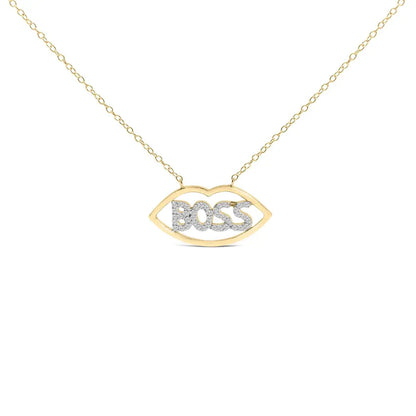 14k yellow gold plated silver 1/4 cttw diamond ’boss’ pendant necklace 18 inch necklaces/non pendant/statement handcrafted