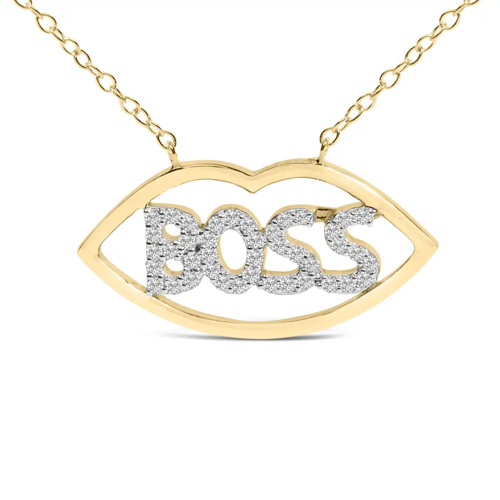 1/4 cttw diamond boss lips pendant necklace in 14k gold plated silver bijoux-nyc direct