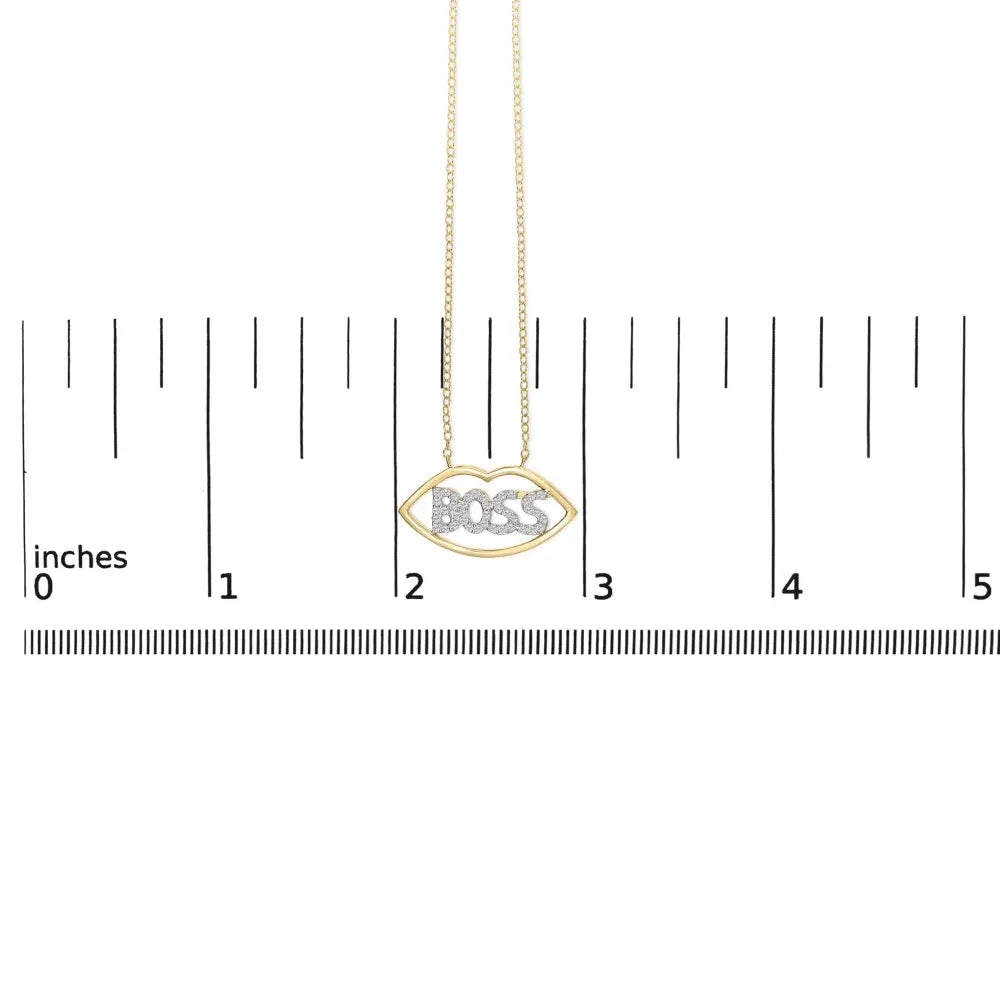 14k yellow gold plated silver 1/4 cttw diamond ’boss’ pendant necklace 18 inch necklaces/non pendant/statement handcrafted
