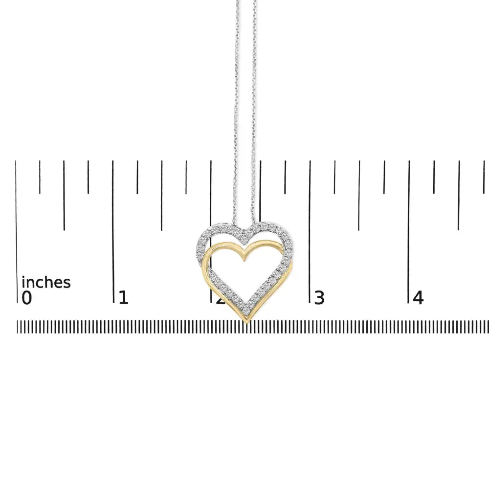 1.00 cttw diamond double heart necklace in 14k gold plated sterling silver bijoux-nyc direct