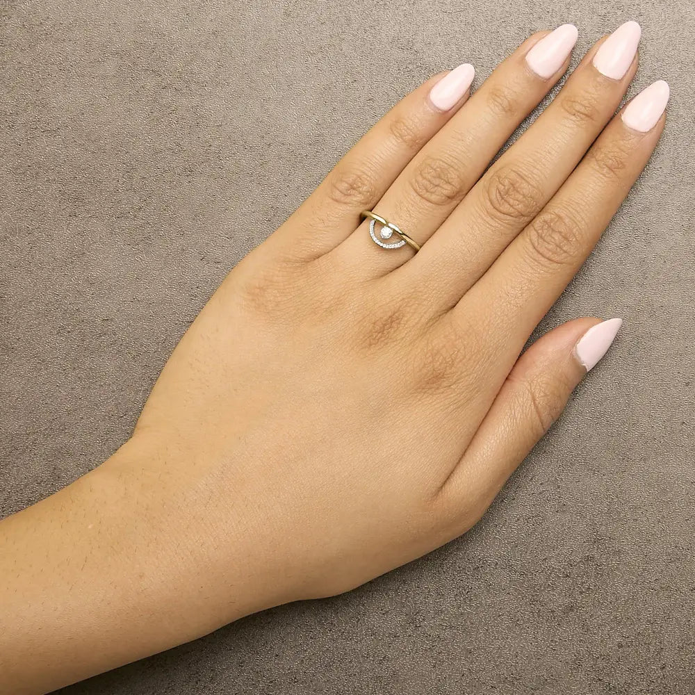 14k gold plated sterling silver 1/10 cttw diamond arc ring bijoux-nyc direct