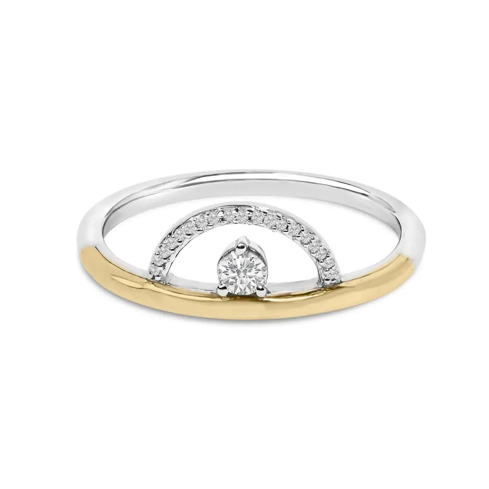 14k gold plated sterling silver 1/10 cttw diamond arc ring bijoux-nyc direct