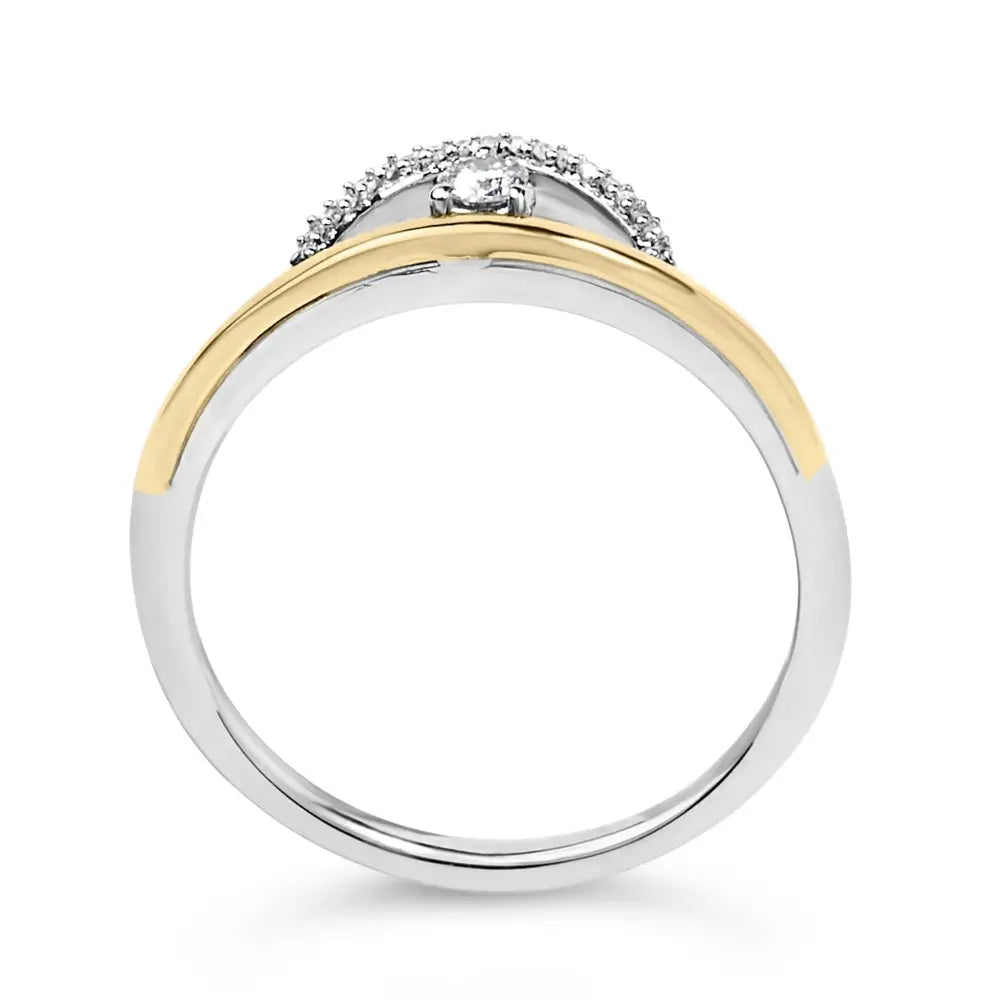 14k gold plated sterling silver 1/10 cttw diamond arc ring bijoux-nyc direct