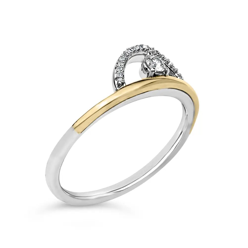 14k gold plated sterling silver 1/10 cttw diamond arc ring bijoux-nyc direct